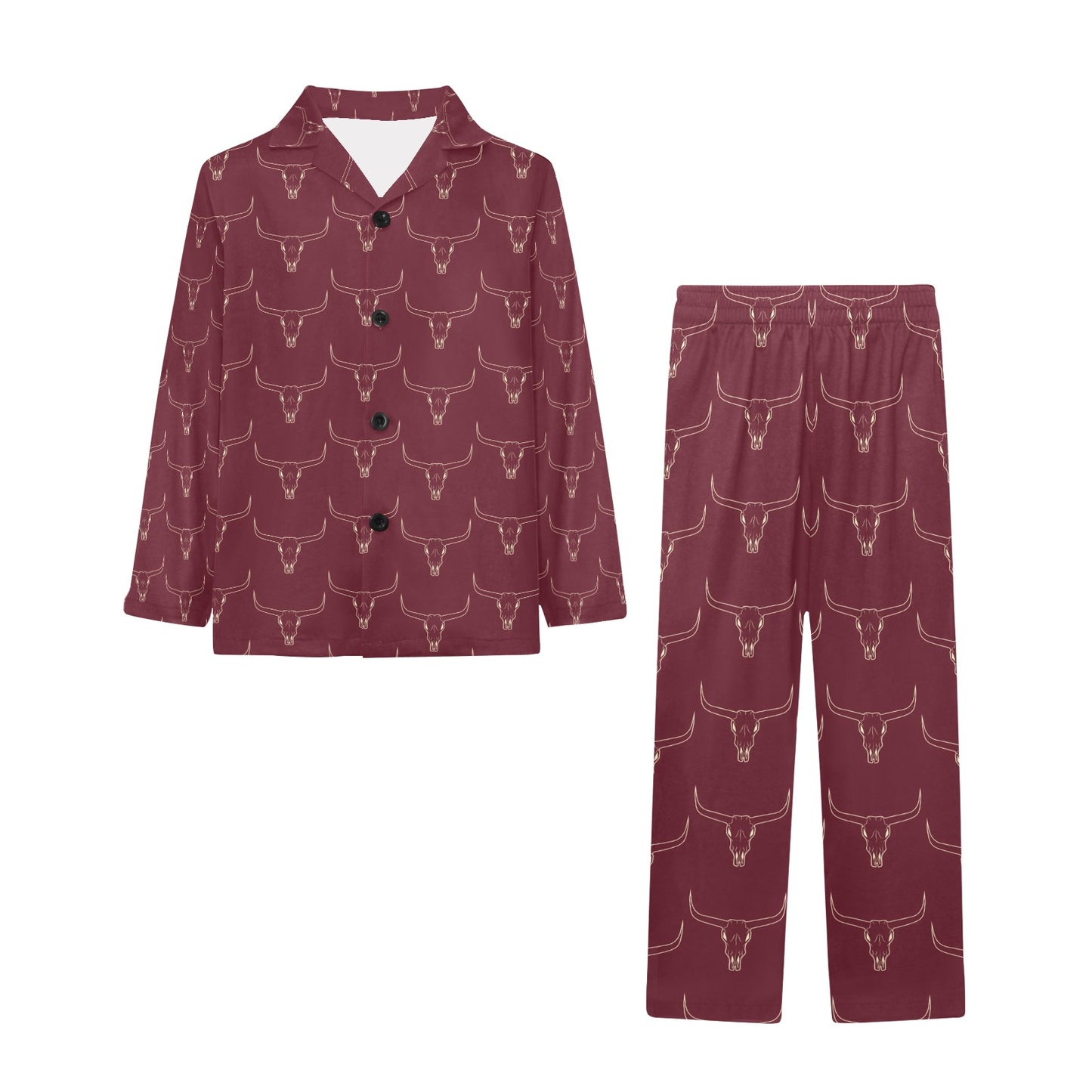 Burgandy Longhorn Boy's Western Pajama Set