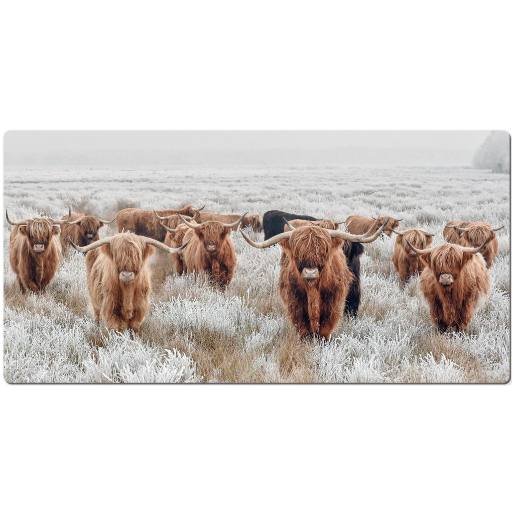 HIGHLAND COW HERD Desk Mats - cow, cow print, cowgirl style, cows, decor, desk, hairy, hairy cow, hairy cows, hairycow, home decor, office, pad, pads, westerndecor, westernhomedecor -  - Baha Ranch Western Wear
