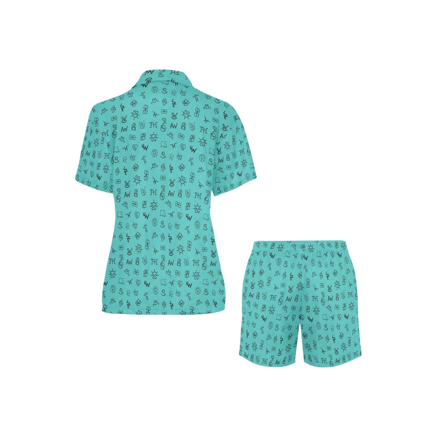 Mini Turquoise Cattle Brands Women's Western pajama Set