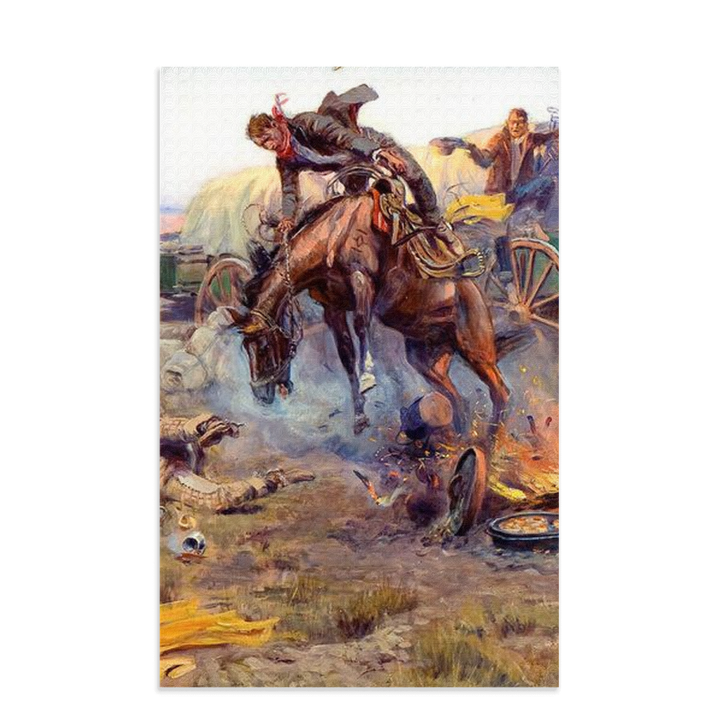 WESTERN CAMPFIRE DISH TOWEL - COWBOY, RANCH, ranchlife, tea towel, towel, towels, VINTAGE, western -  - Baha Ranch Western Wear