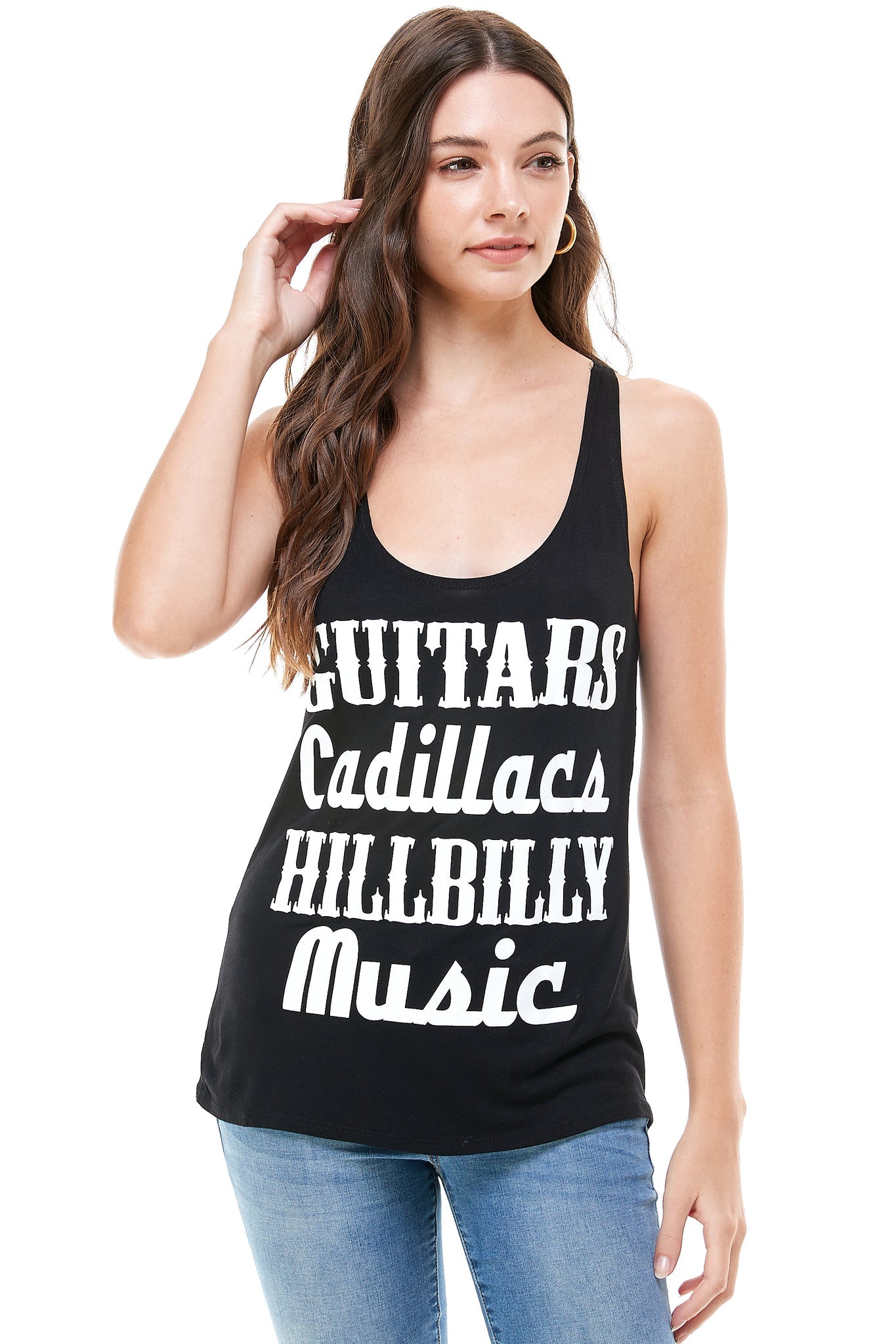 Guitars Cadillacs Tank - and, ATTITUDE, COUNTRY, countrystrong, COWGIRL, drinking, flag, GIRL, HOWDY, lips, love, moonshine, music, patriotic, peace, PLUS, rock, rocker, RODEO, roll, shine, SIZE, strong, SUMMER, TANK, TOP, WESTERN - Shirts & Tops - Baha Ranch Western Wear