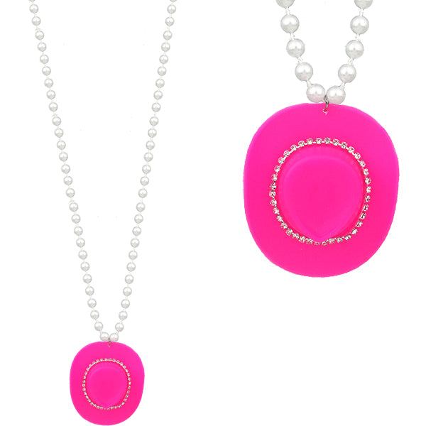 Barbie Pink Cowgirl Hat necklace