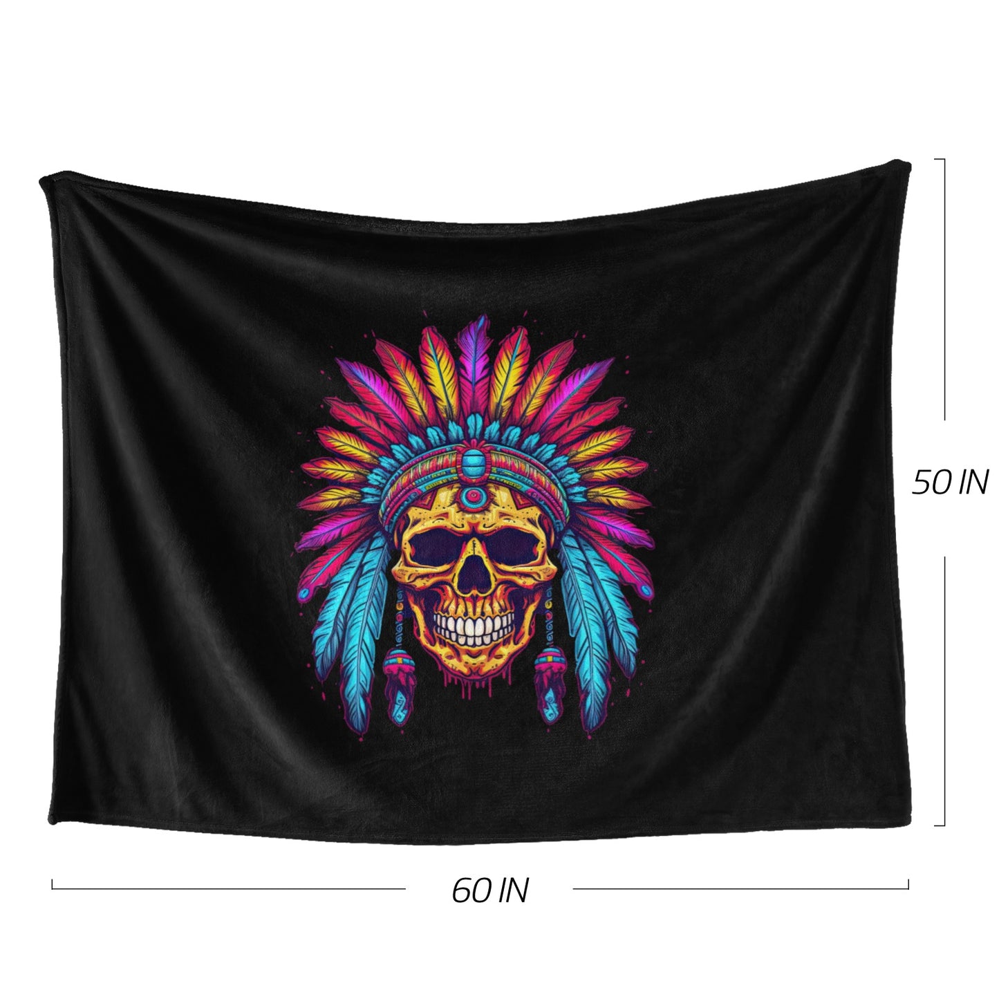 Indian Skull Blanket Throw 50" x 60"