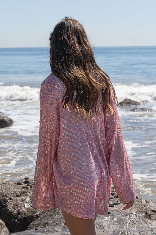 Sequin Long Sleeve Shirt choice of colors