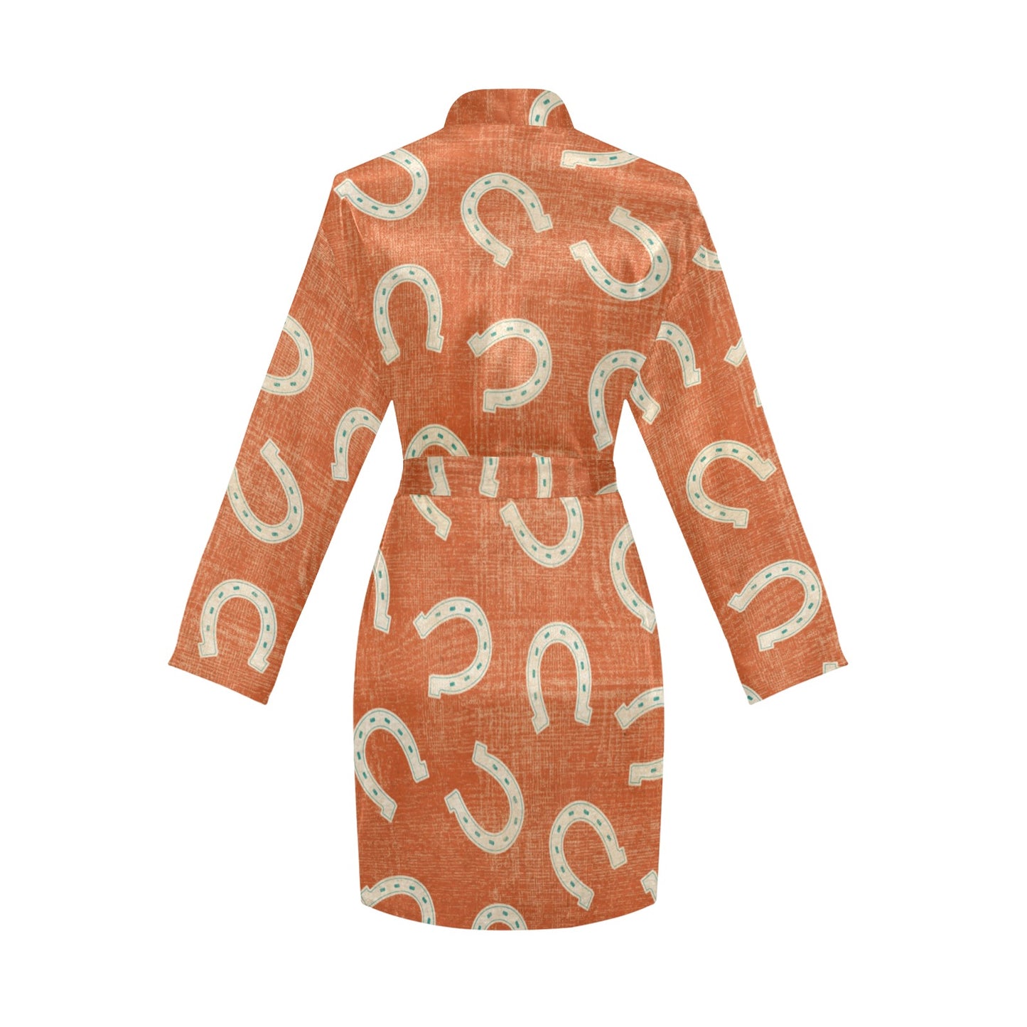 Rust Orange Women's Belted Satin Feel Dressing Lounge Robe