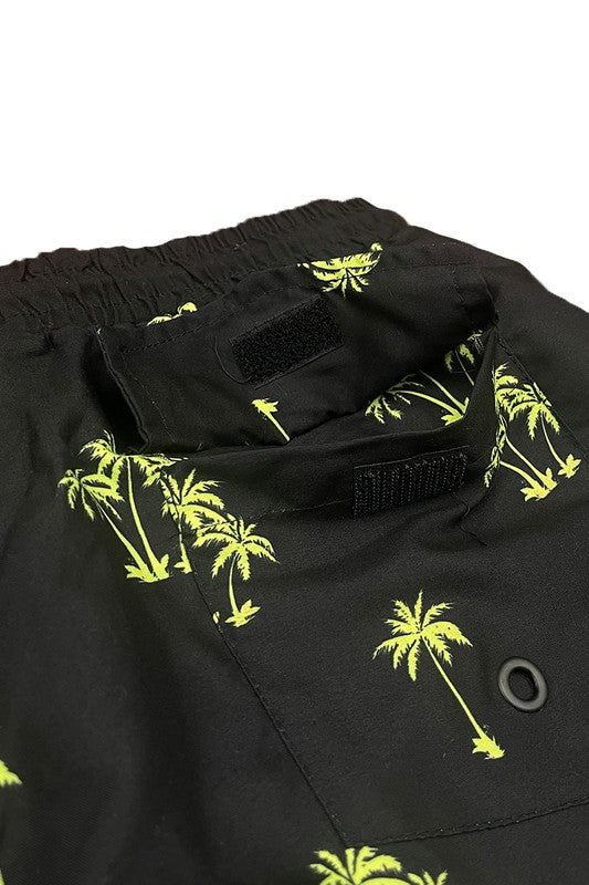 Men's Palm Tree Print Swim Shorts