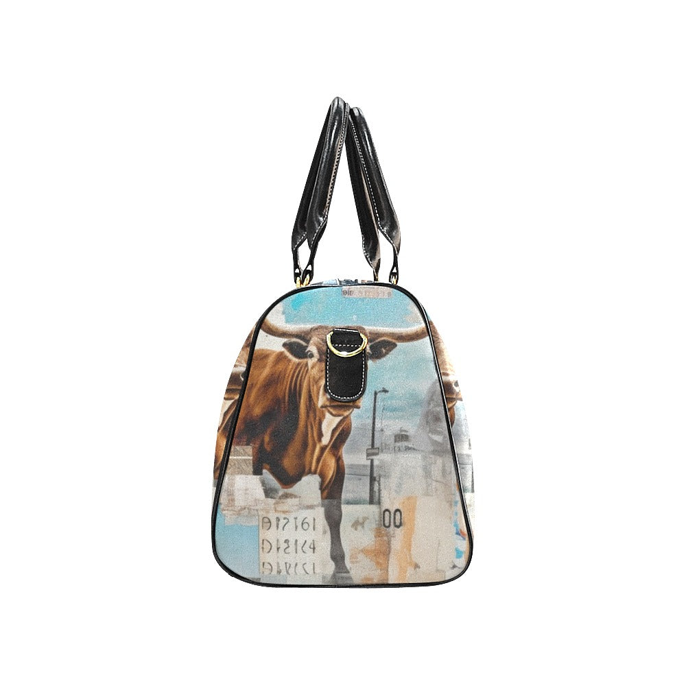 Vintage Western Bull Collage Small Travel Bag
