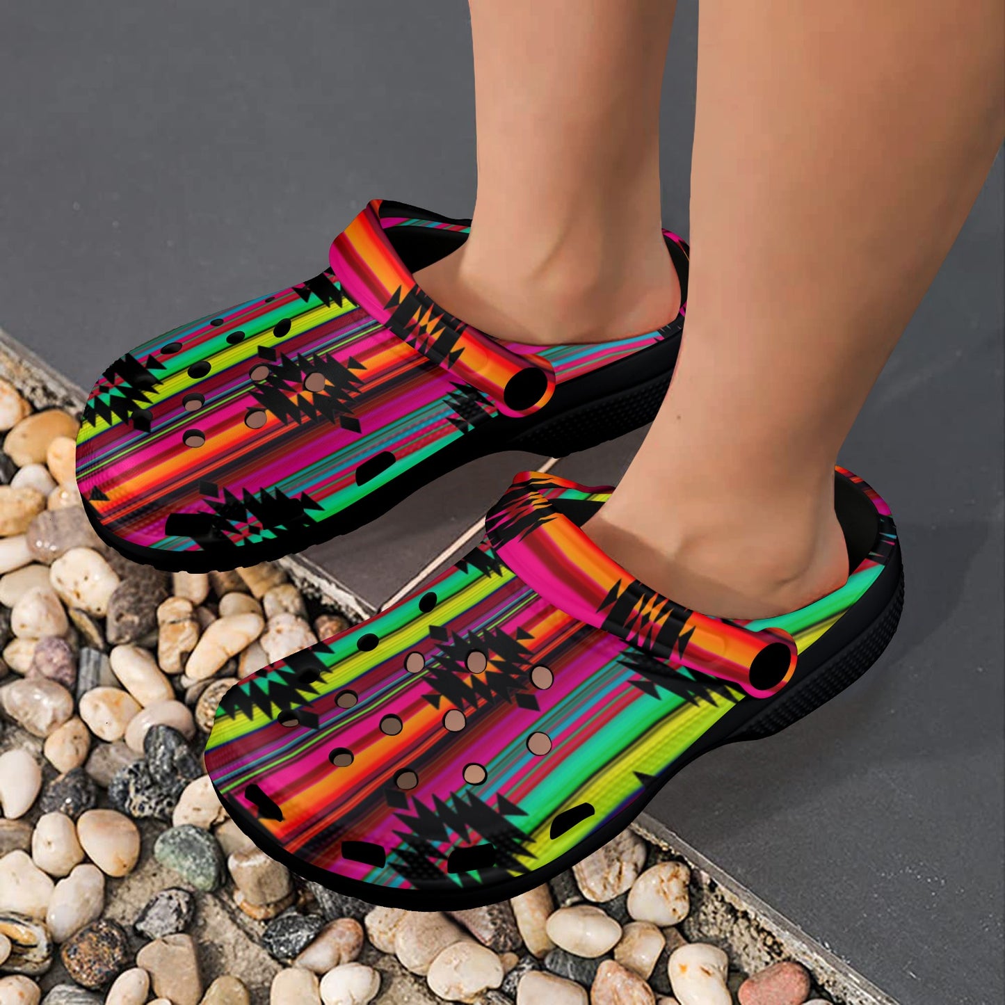 Neon Aztec Serape Clog Shoes