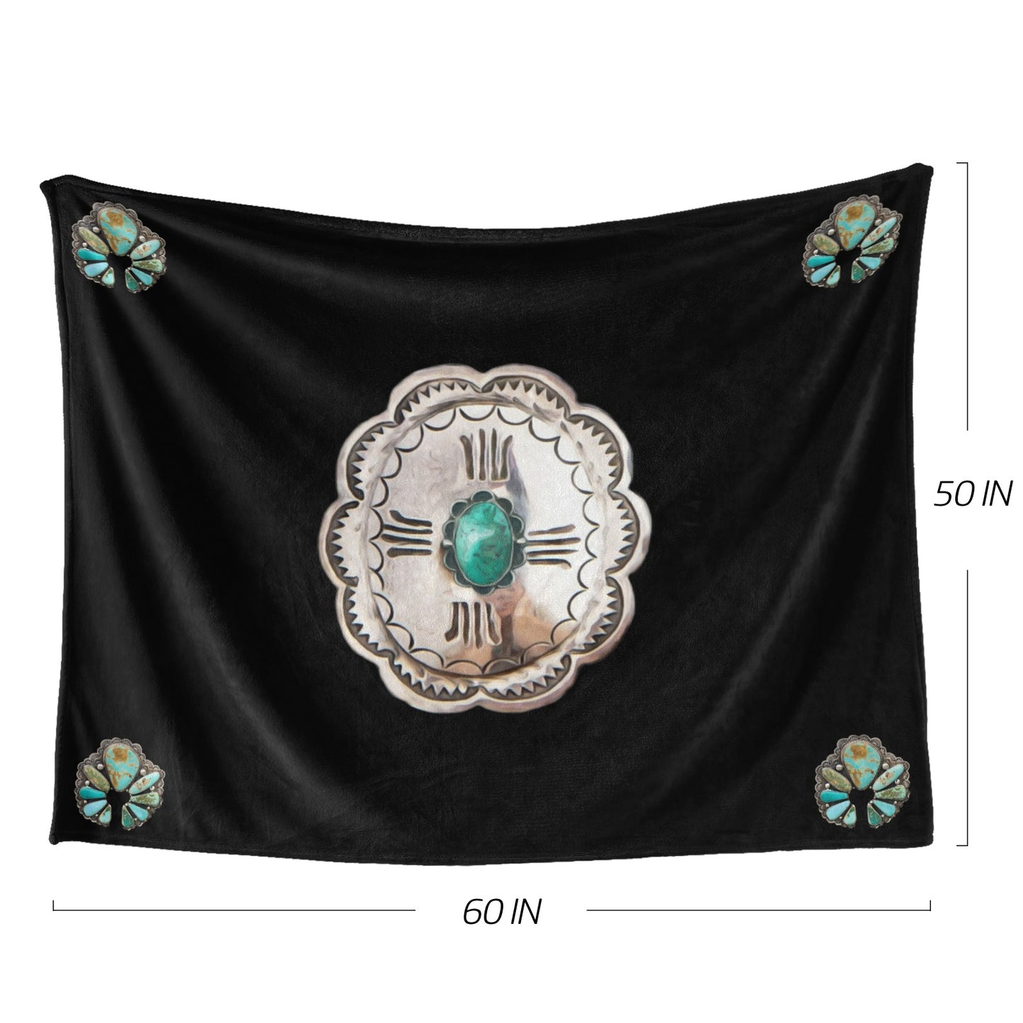 Southwestern Concho Turquoise 50" x 60" Blanket Throw