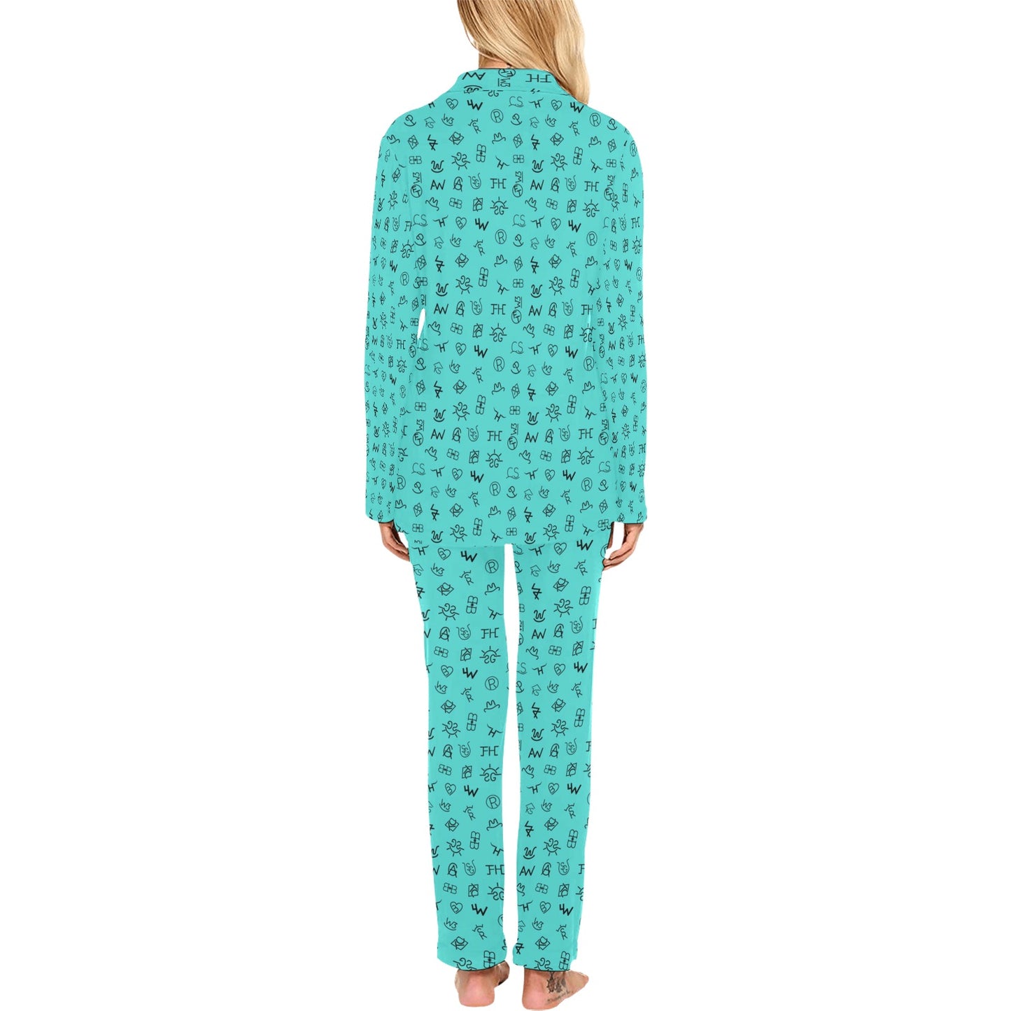 Turquoise Cattle Brands Women's Western Pajama Set