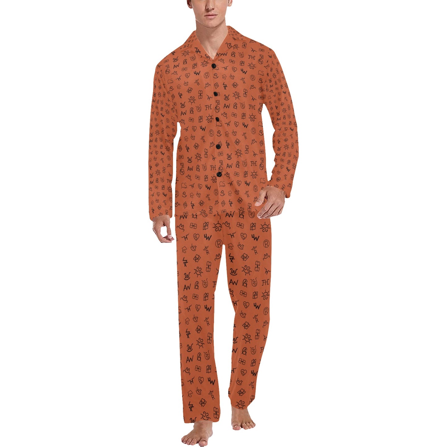 Rust Cattle Brands Men's Western Pajama Set