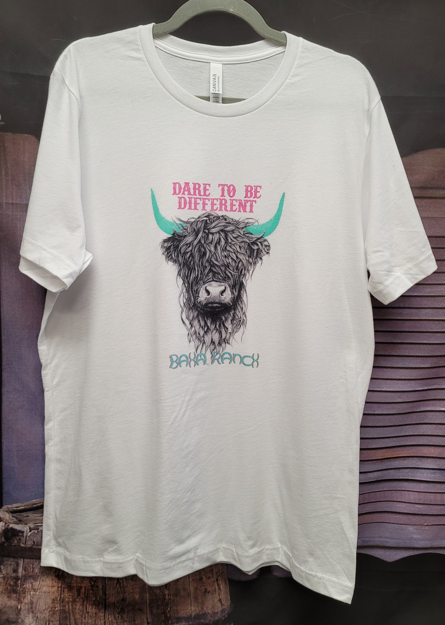 Dare To Be Different Highland Cow Tee - baha ranch, baha ranch logo, dare, dare to be different, graphic tee, high land, high land cow, highland, highland cow, highland cows, highlandbull, highlandcattle, highlandcow, highlandcows, highlander, highlanders, highlands, higland cow, tee, tshirt, unisex, unisex tee -  - Baha Ranch Western Wear