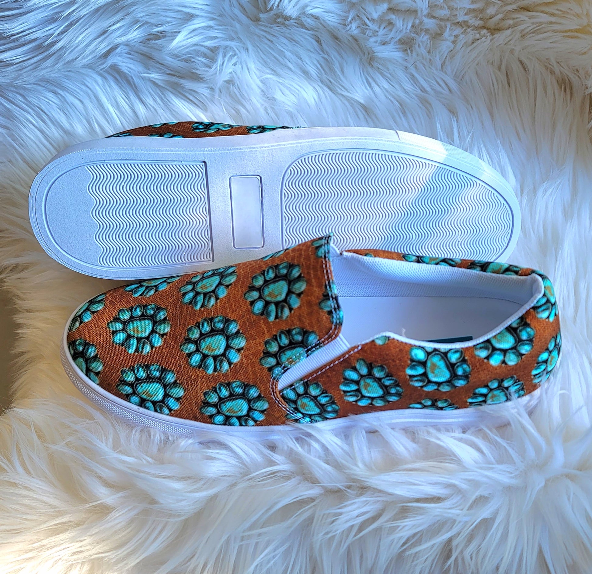 Turquoise Concho Women’s slip-on canvas shoes - concho, conchos, shoe, shoes, slip on shoes, slipon, turquoise, turquoise jewelry -  - Baha Ranch Western Wear