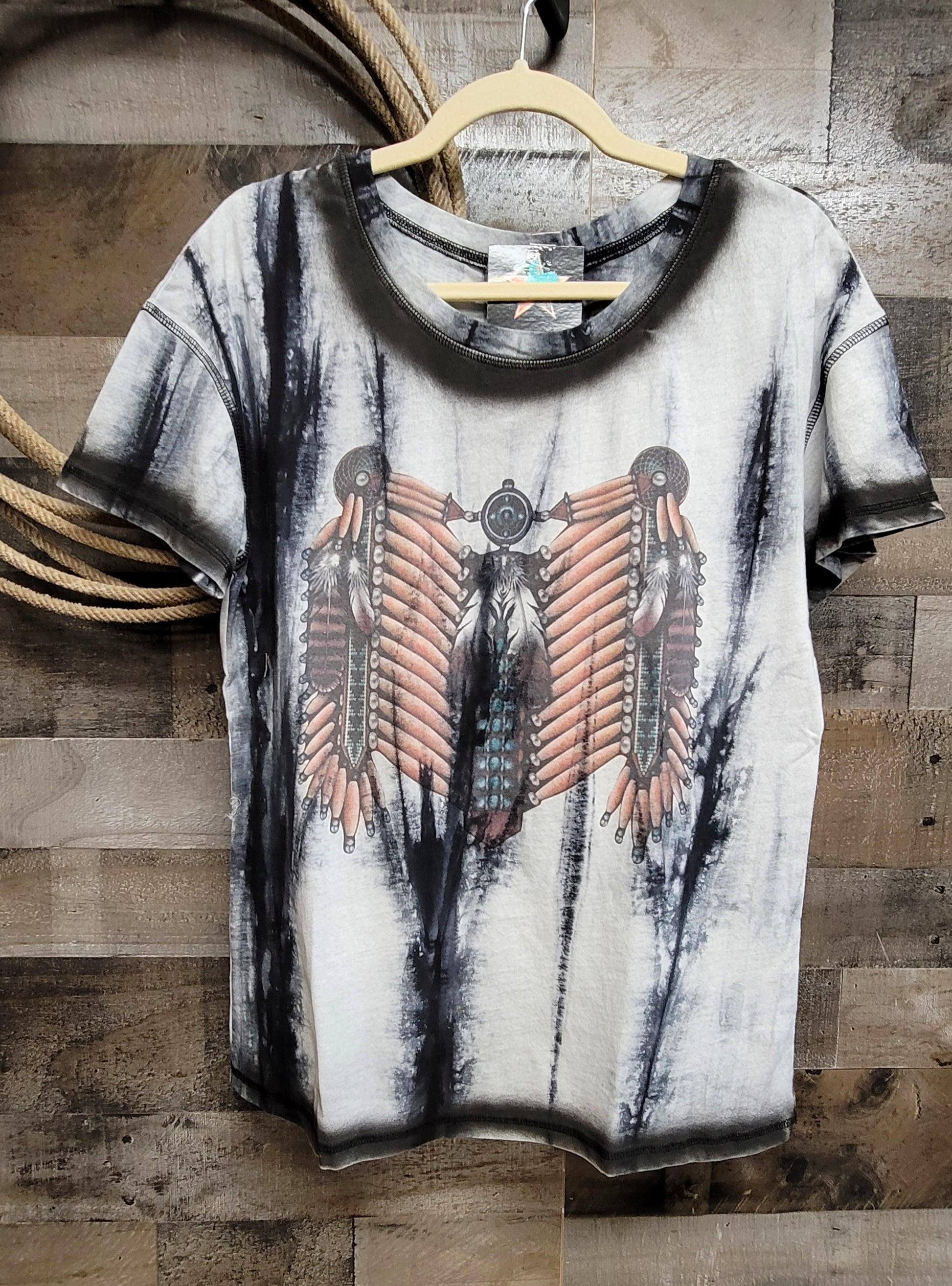 Native Inspired Tee - beaded, chest, graphic, indian, inspired, native, tee, tshirgrqphic -  - Baha Ranch Western Wear