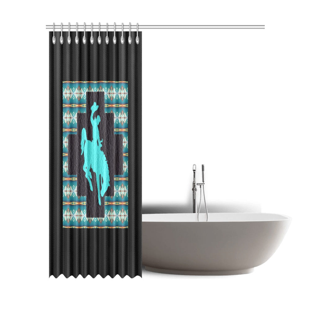 Turquoise Aztec Bronc Shower Curtain 72"x84"