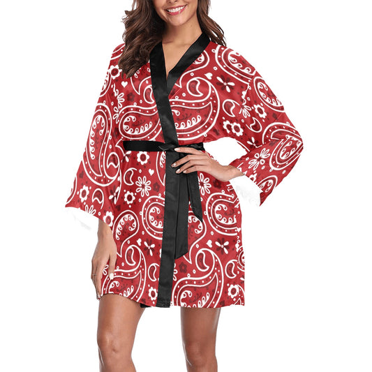 Red Bandana Women's Lounge Kimono Robe