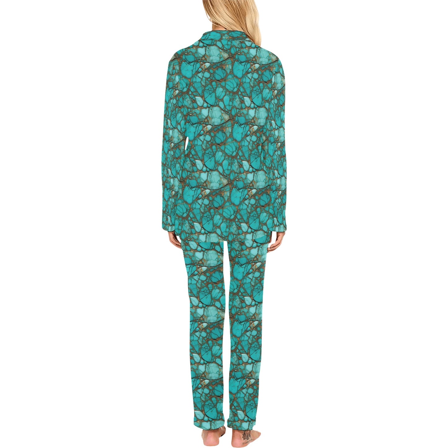 All Turquoise Women's Long Pajama Set