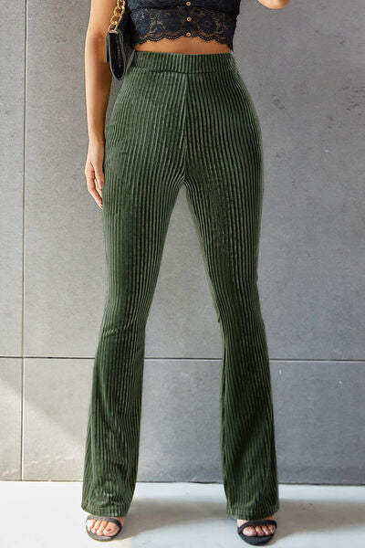 Ribbed High Waist Flare Pants choice of colors