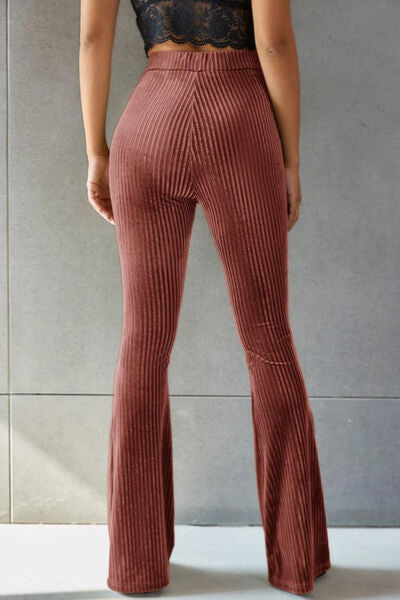 Ribbed High Waist Flare Pants choice of colors