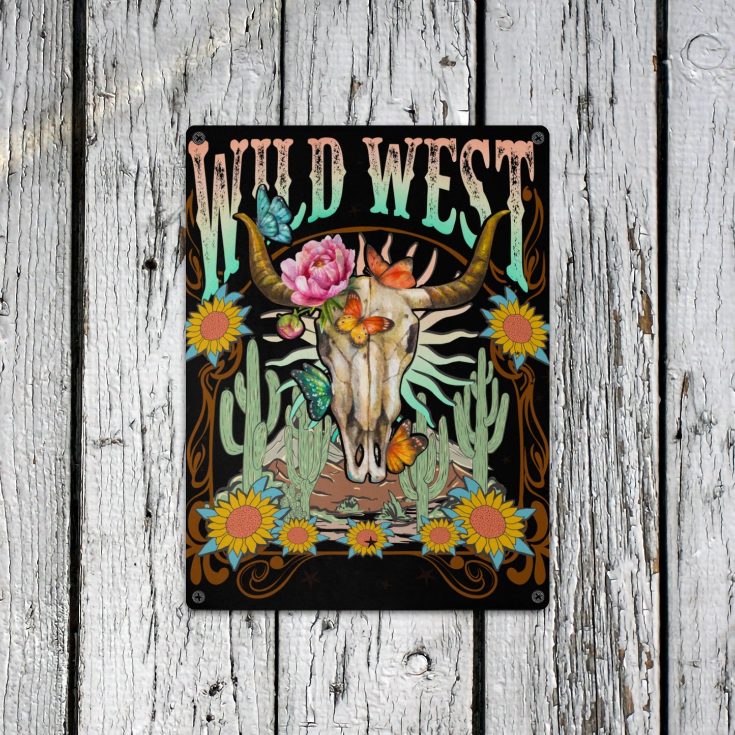 Wild West Metal Art Sign Metal Tin Sign 12"x16"(Made in Queen)