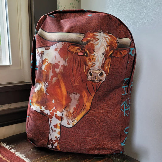 Longhorn Brands Minimalist Backpack - aztec, back pack, backpack, brands, cowboy, gym, longhorn, longhorns, school, turquoise brands, western, work -  - Baha Ranch Western Wear
