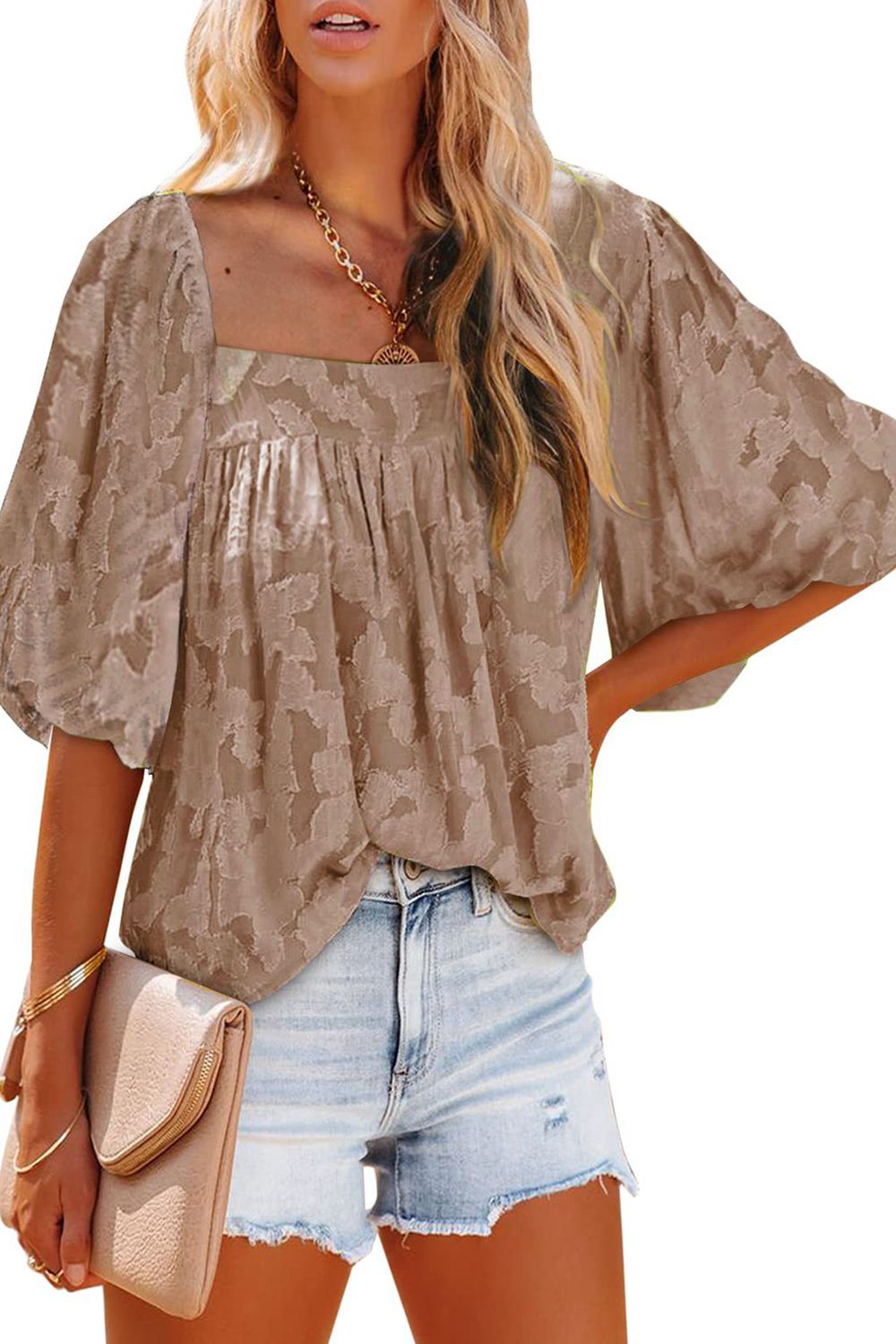Square Neck Puff Sleeve Blouse choice of colors