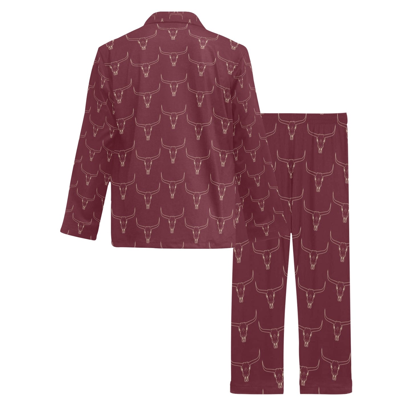 Burgandy Longhorn Men's Western Pajama Set