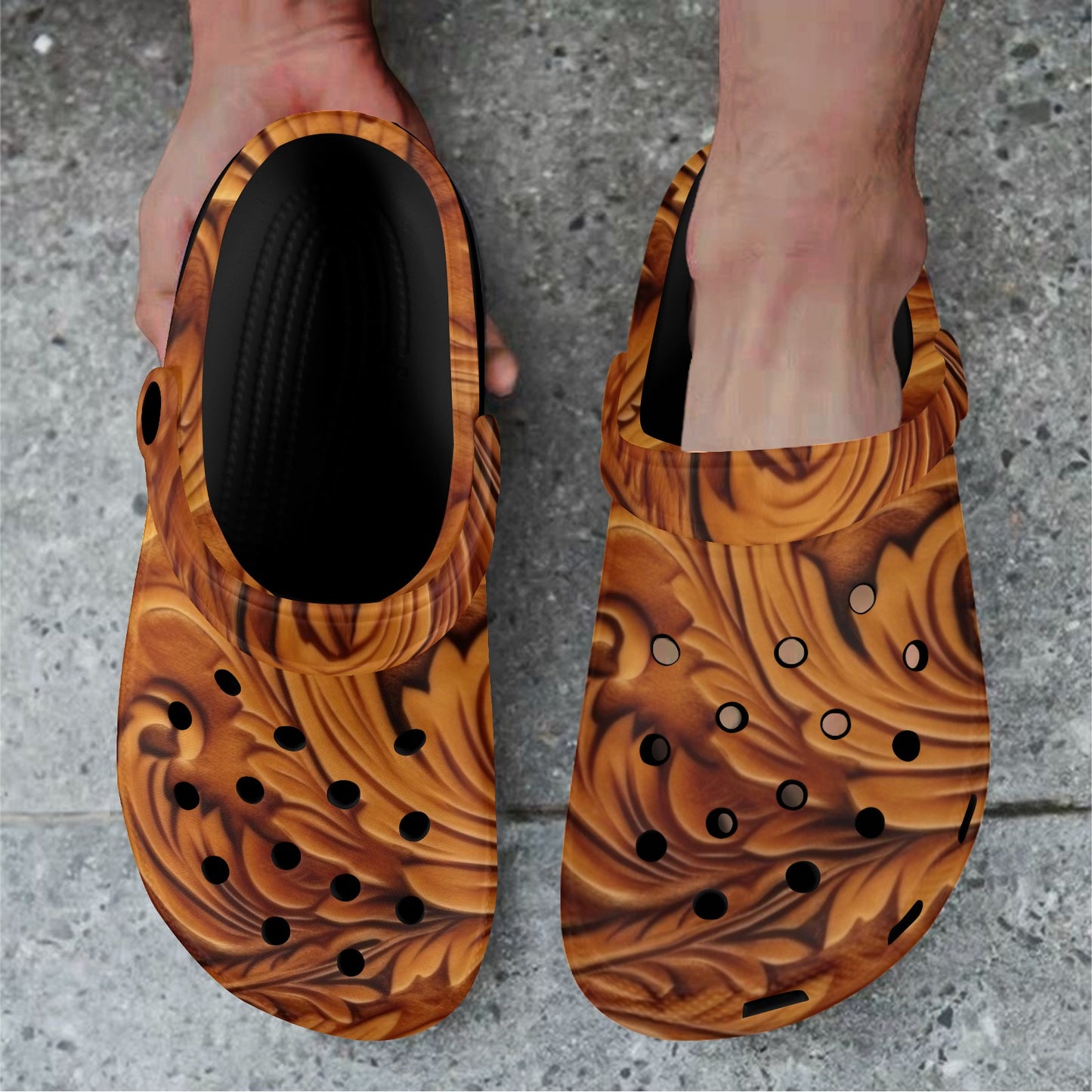 Leather Print Clogs Shoes