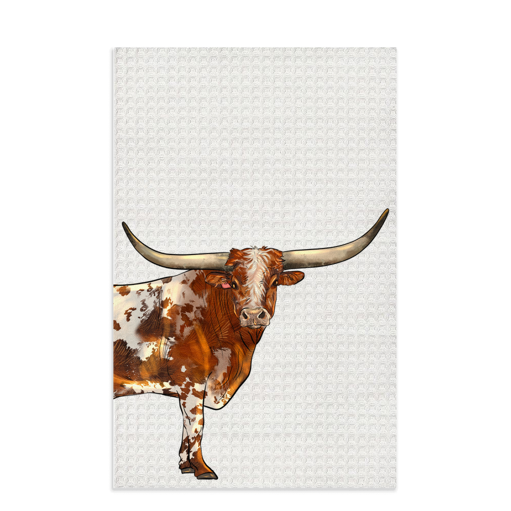 LONGHORN DISH TOWEL - bull, bull skull, longhorn, longhorn bull, ranching, southwesternhomedecor, western home decor, westerndecor, westernhomedecor -  - Baha Ranch Western Wear