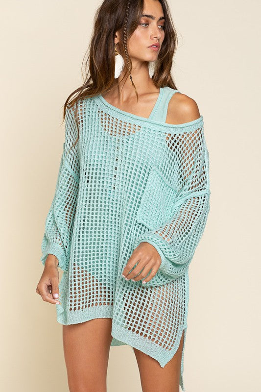 Oversized Fit See-through Pullover Sweater choice of colors