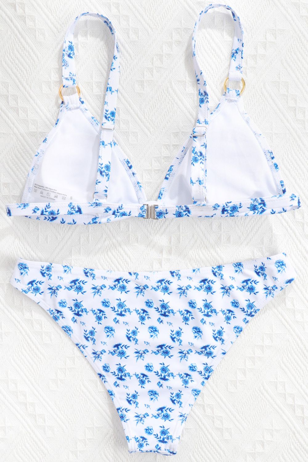 Blue Floral Print Bikini Set