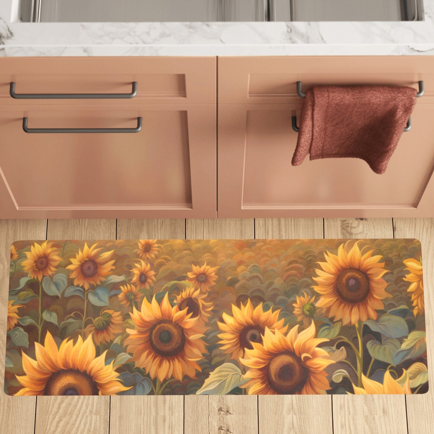 Sunflower Field Long Kitchen Mat 48"x17"