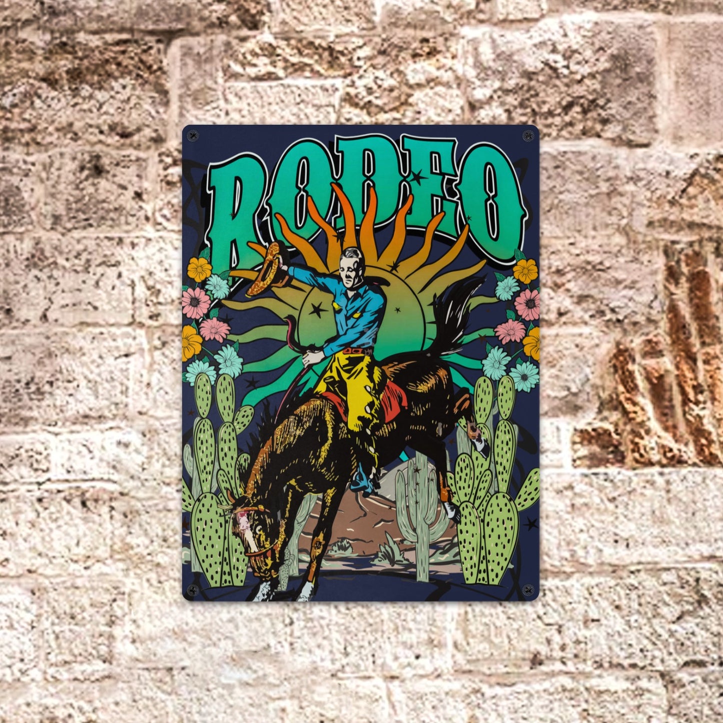 Rodeo Cowboy Metal Sign 12"x16"(Made in USA)