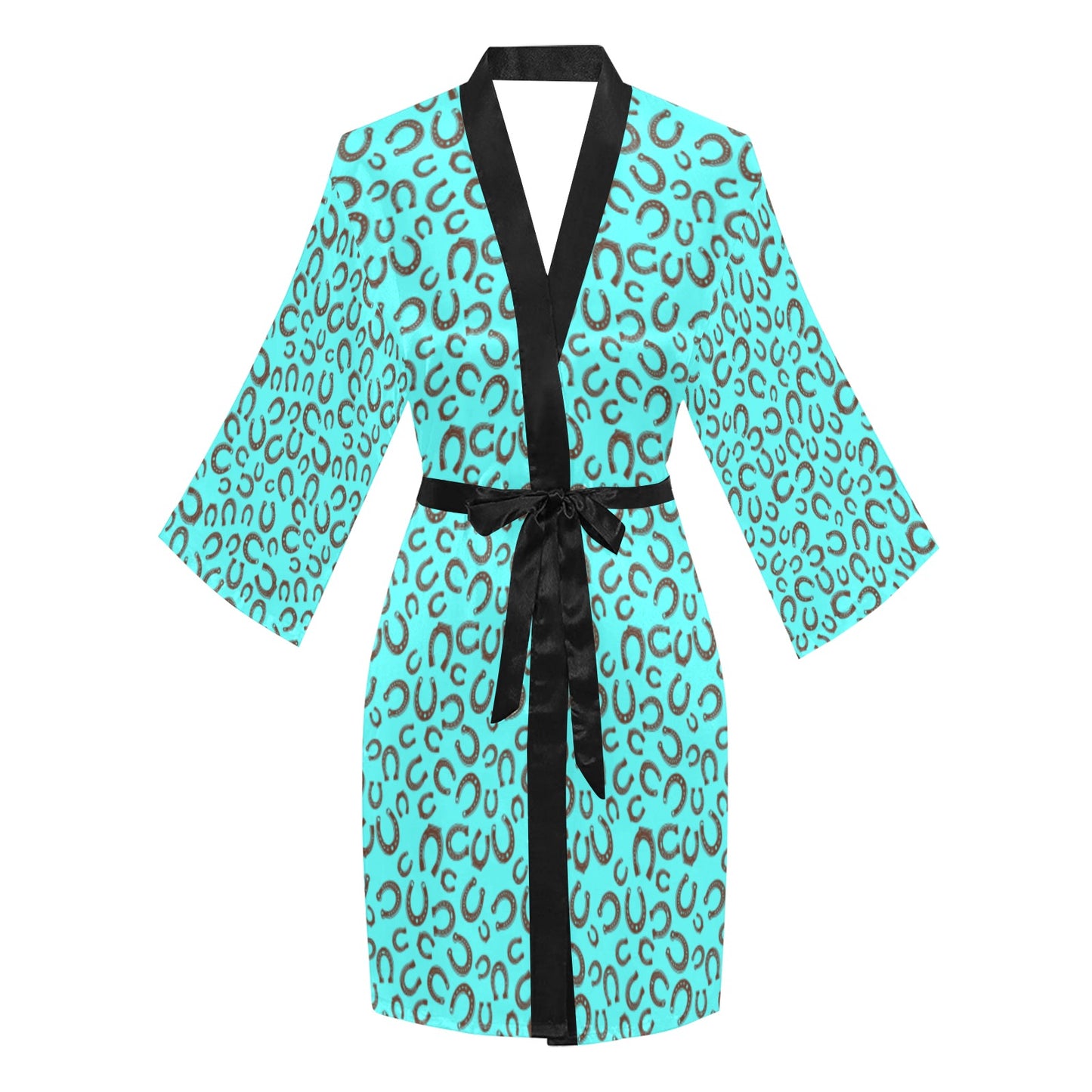 Mini Turquoise Horeshoe Women's Lounge Kimono Robe