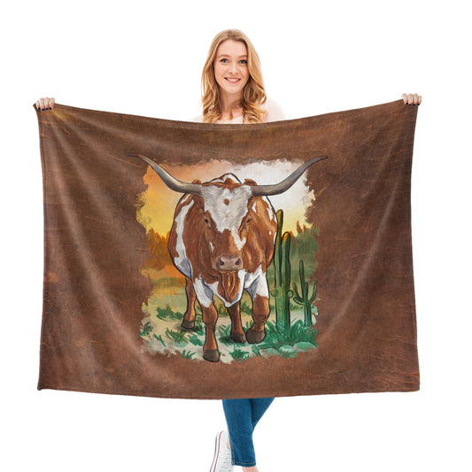 Longhorn Desert 50" x 60" Blanket Throw