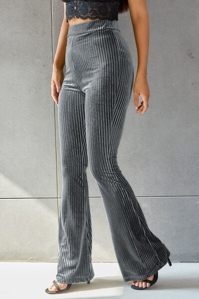 Ribbed High Waist Flare Pants choice of colors