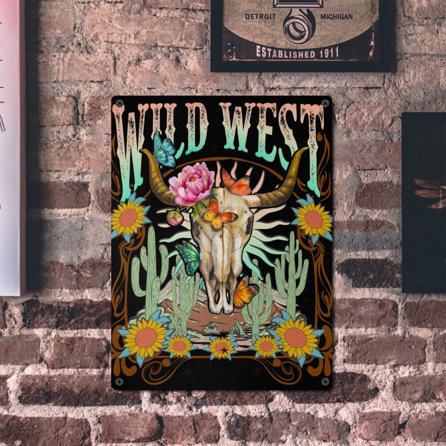 Wild West Metal Art Sign Metal Tin Sign 12"x16"(Made in Queen)