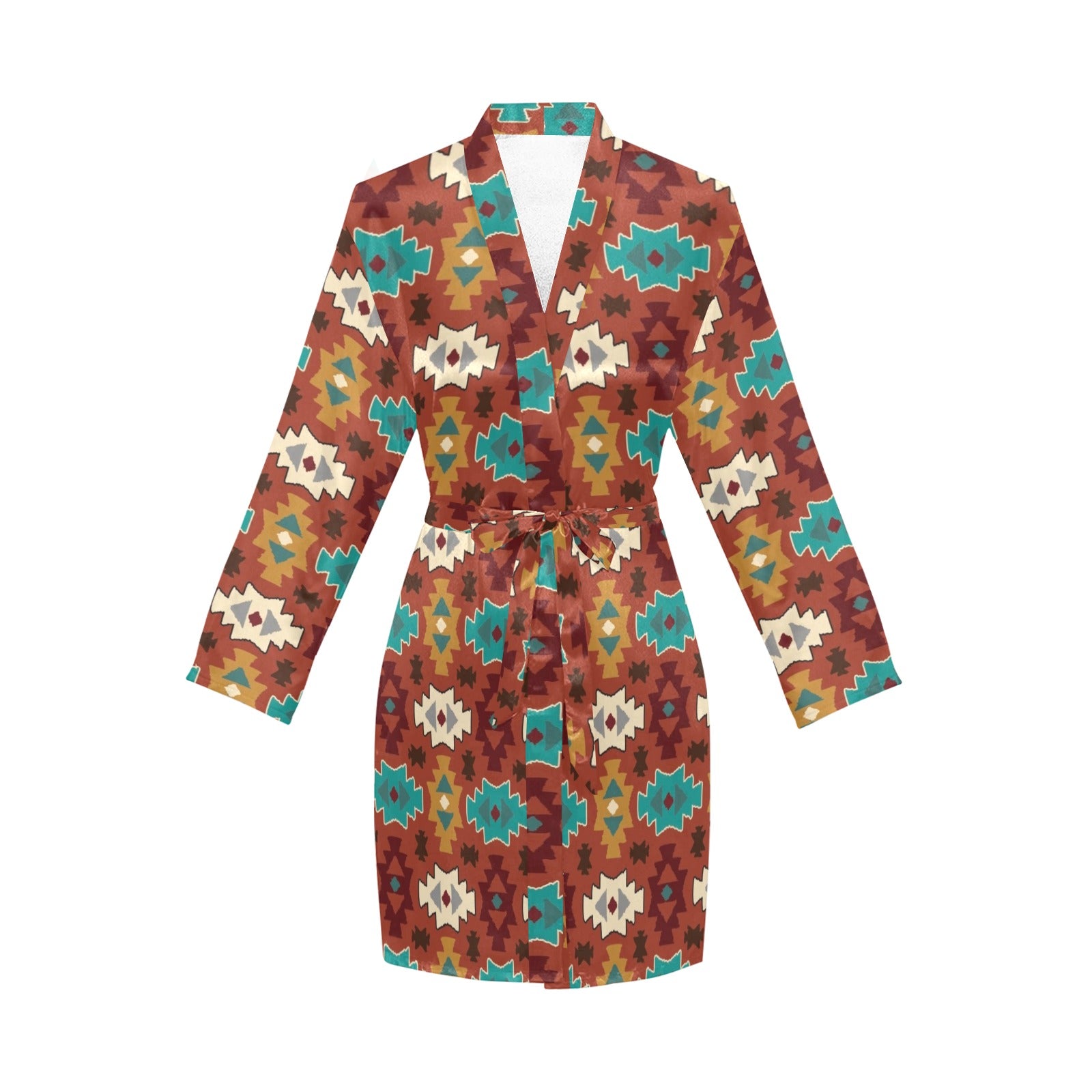 Old Aztec Women's Long Sleeve Belted Satin Feel Dressing Lounge Robe M Old Aztec Women's Long Sleeve Belted Satin Feel Dressing Lounge Robe M