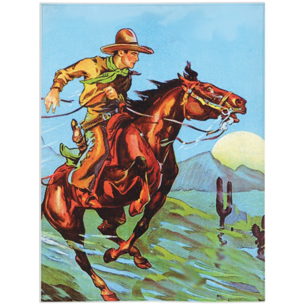 Vintage Cowboy #1 Minky Blanket 60" x 80" - COWBOY, throw, throw blanket, throwblanket, VINTAGE, WESTERN -  - Baha Ranch Western Wear