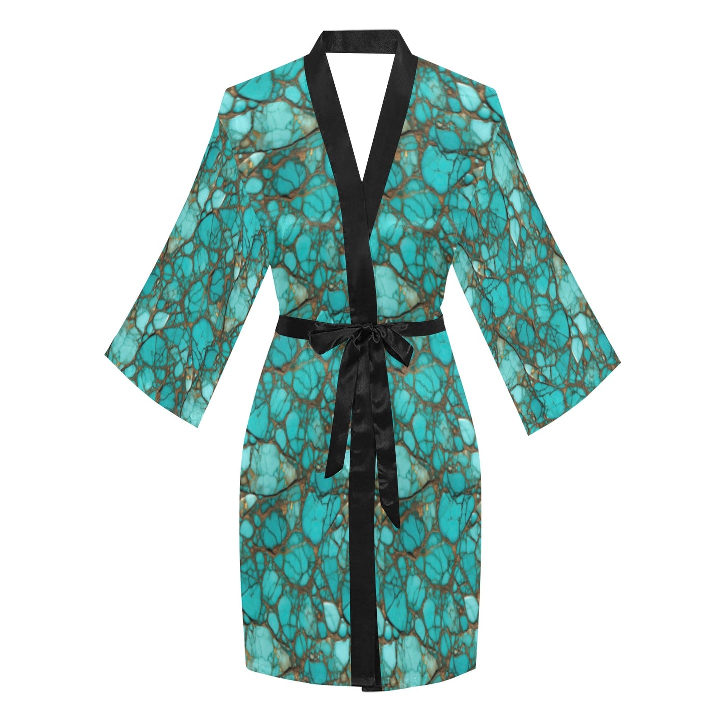 All Turquoise Women's Lounge Kimono Robe