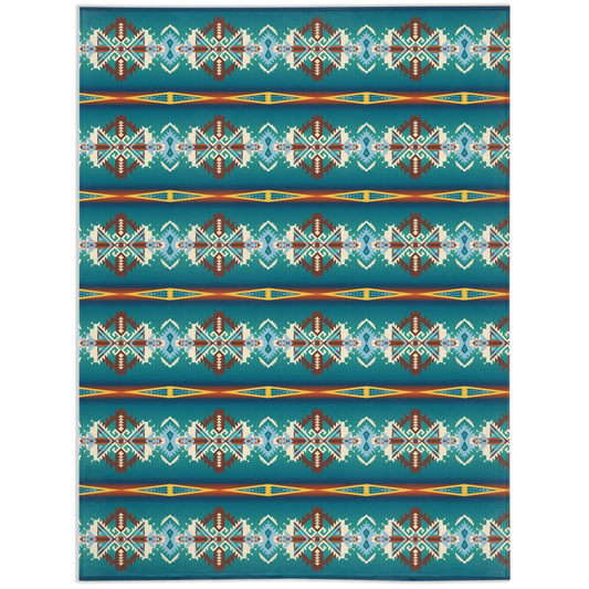 Turquoise Aztec Minky Blanket Throw 60" x 80" - aztec, blanket, print, southwestern, southwestsern, throw -  - Baha Ranch Western Wear