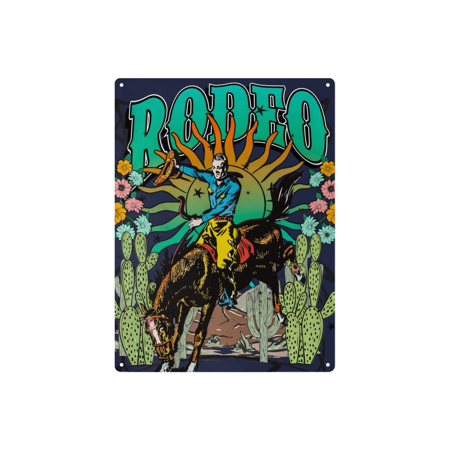 Rodeo Cowboy Metal Sign 12"x16"(Made in USA)