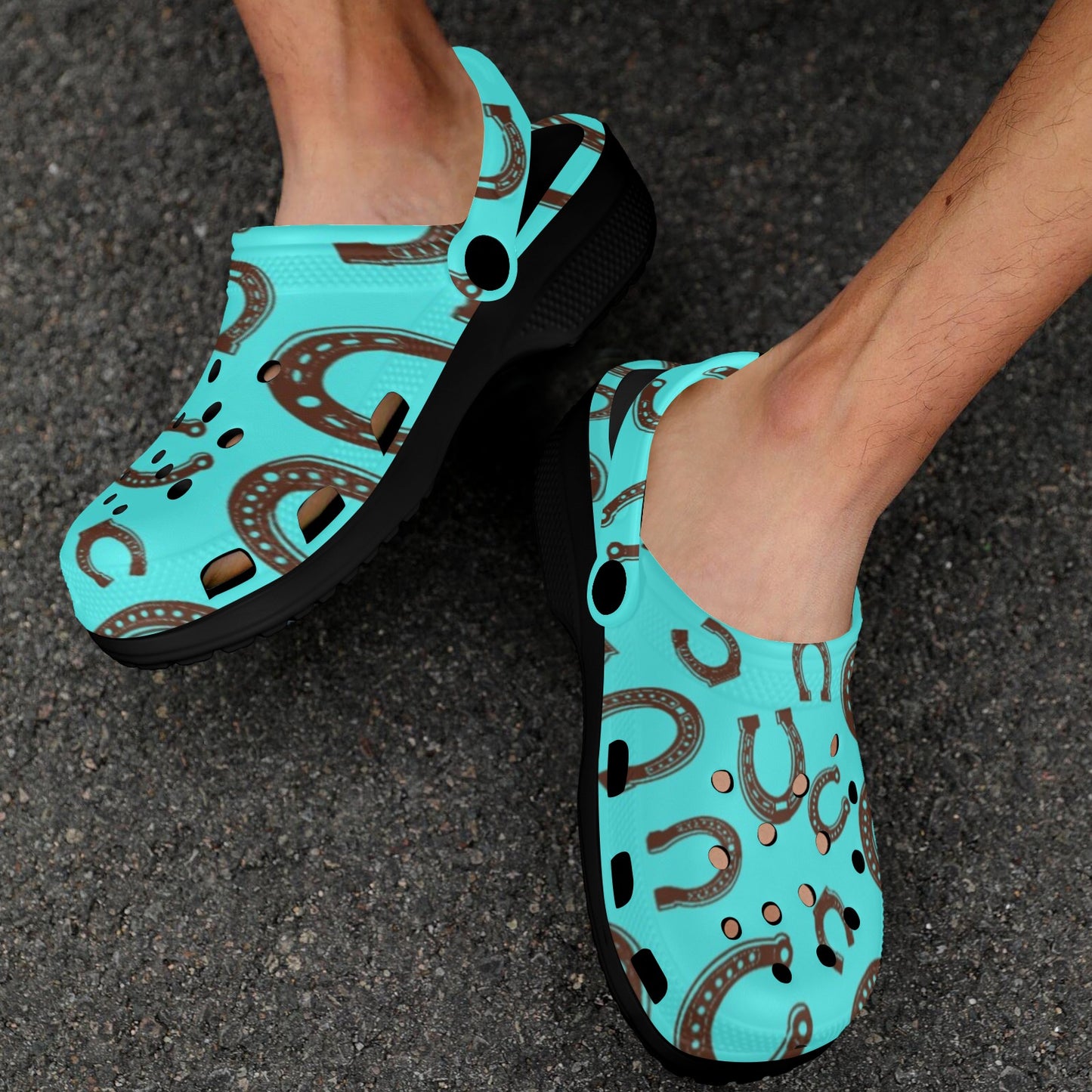 Turquoise Horseshoe Clog Shoes