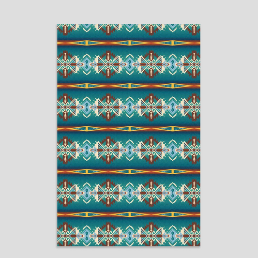 TURQUOISE AZTEC DISH TOWEL - aztec, aztec design, aztec designs, aztec print, aztecprint, southwest aztec, southwestern, southwesterndecor, southwesternhome, southwesternhomedecor, tea towel, tea towels, towel, towels -  - Baha Ranch Western Wear