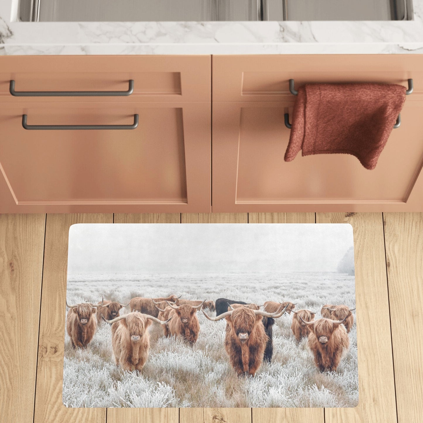 Highland Cow Herd Floor Mat Kitchen Mat 32"x20"