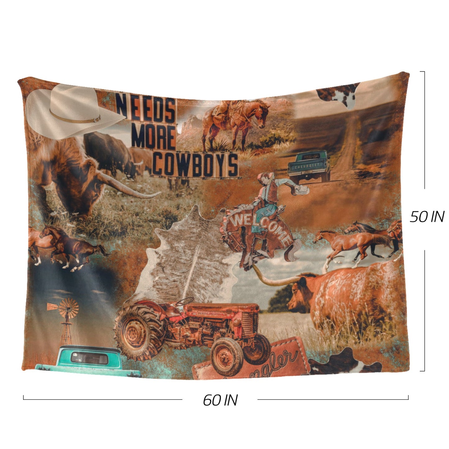 More Cowboys Collage 50" x 60" Blanket Throw