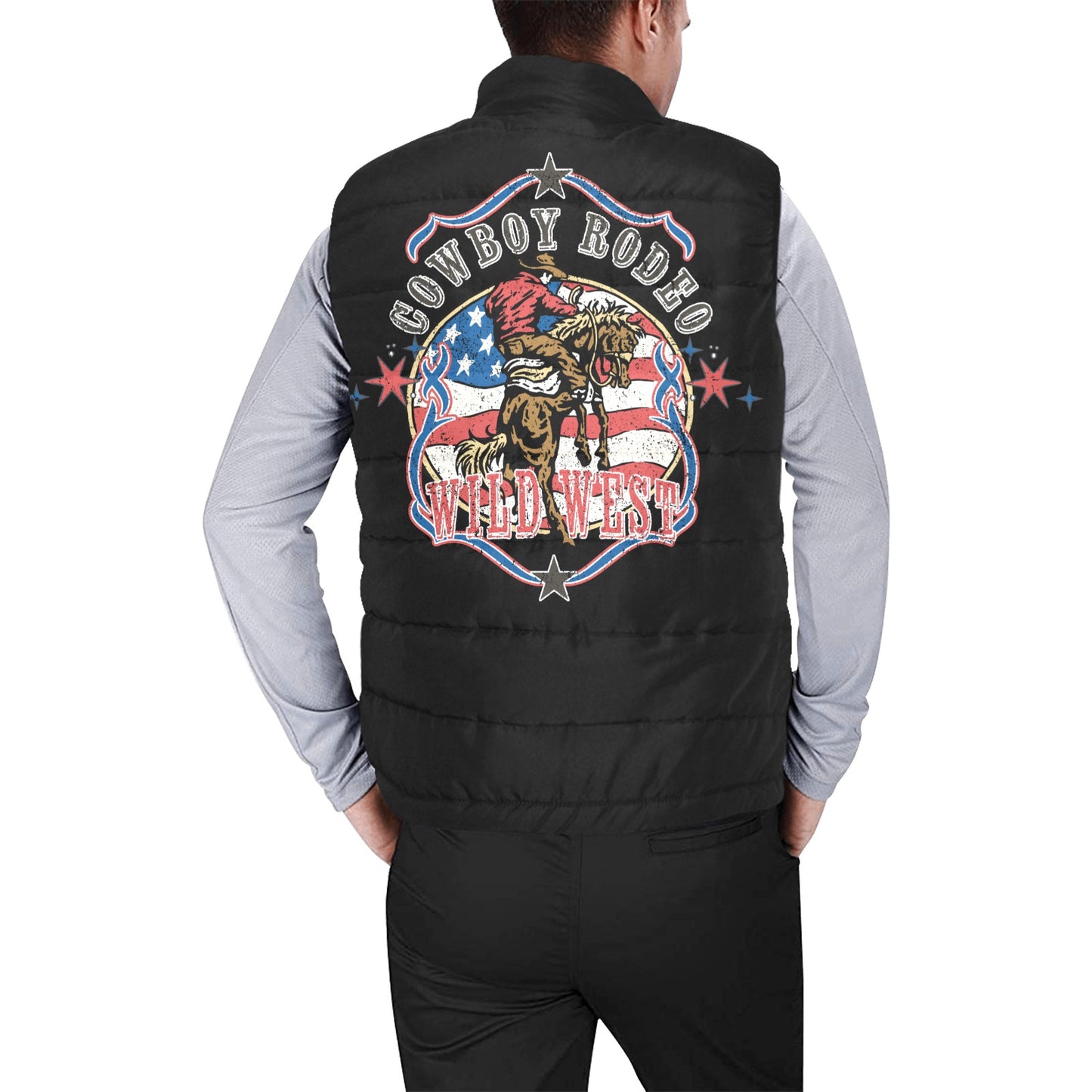 Cowboy Rodeo Patriot Men's Puffy Vest