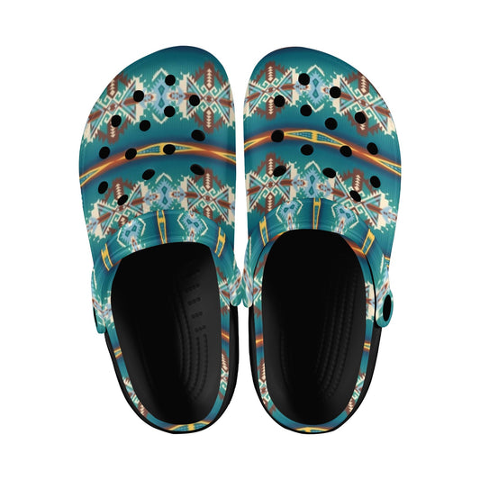 Turquoise Aztec Clog Shoes
