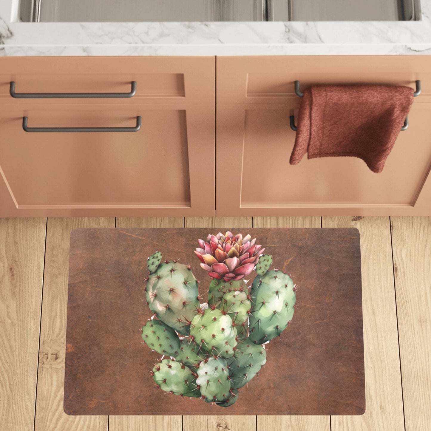 Western Leather Look & Cactus Kitchen Floor Mat 32" x 20"