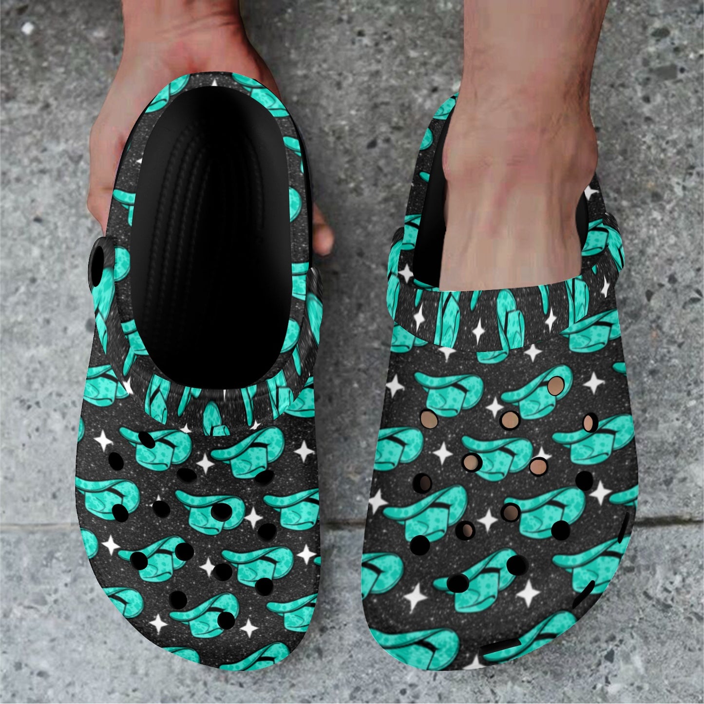 Turquoise Hat Clog Shoes